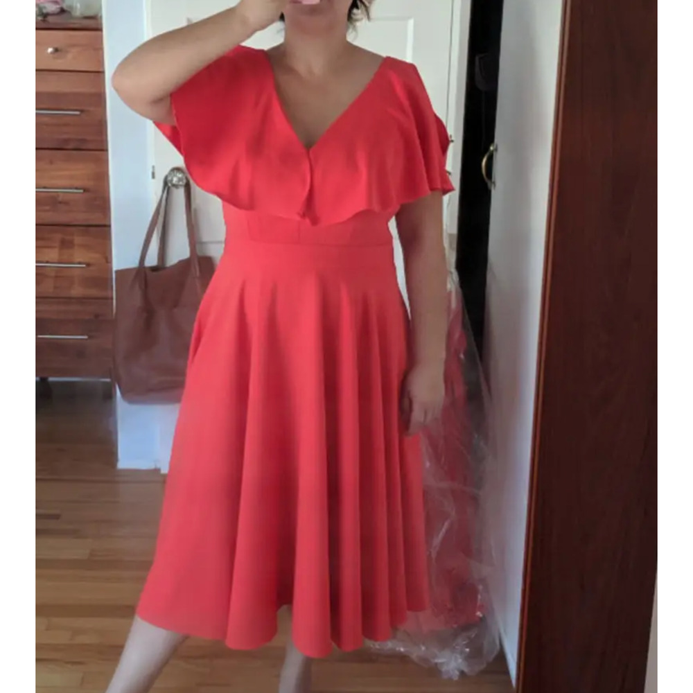 Jay Godfrey Orange Party Dress Size 18 Fit & Flare Party Wedding Romantic $437 - Picture 6 of 14